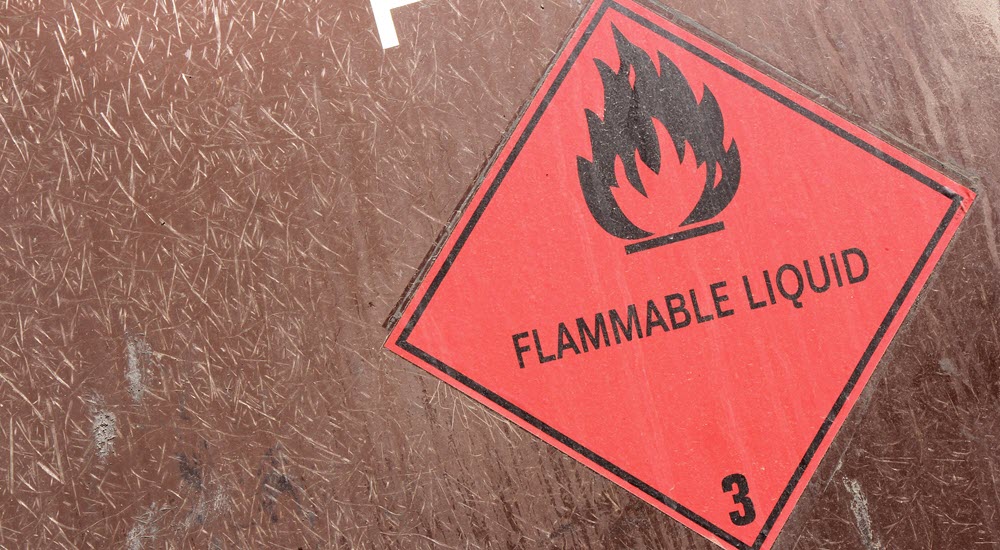 Flammable liquid warning sign
